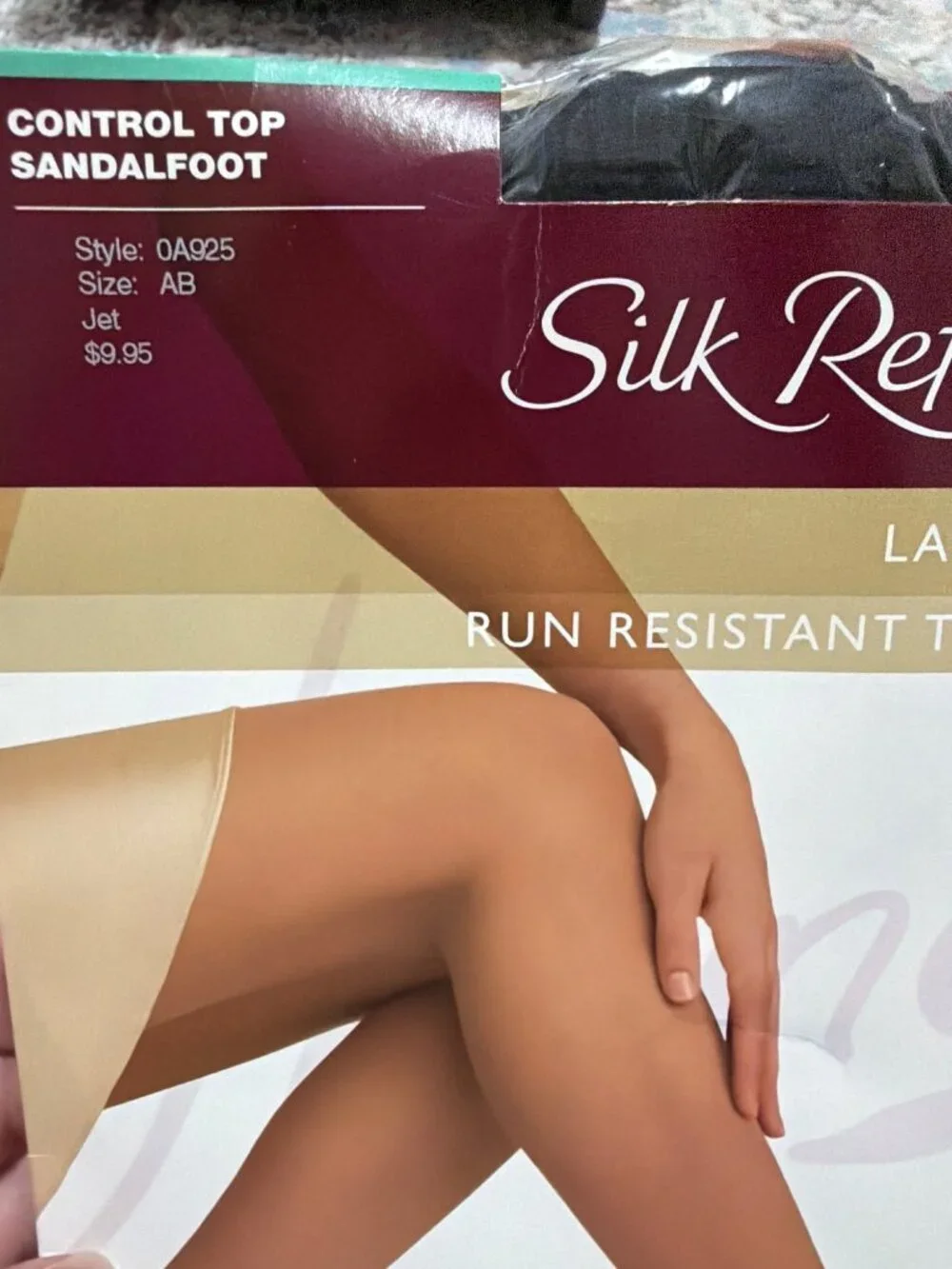 Hanes Silk Reflections Womens Control Top Sandalfoot Pantyhose Jet AB